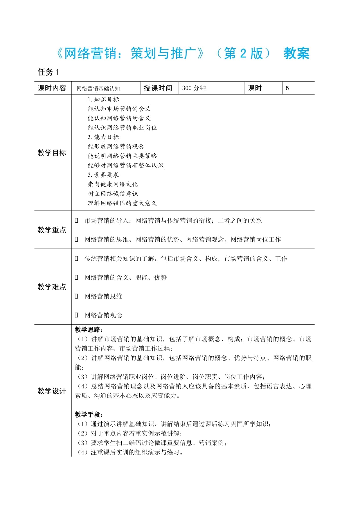 网络营销基础认知与营销策划